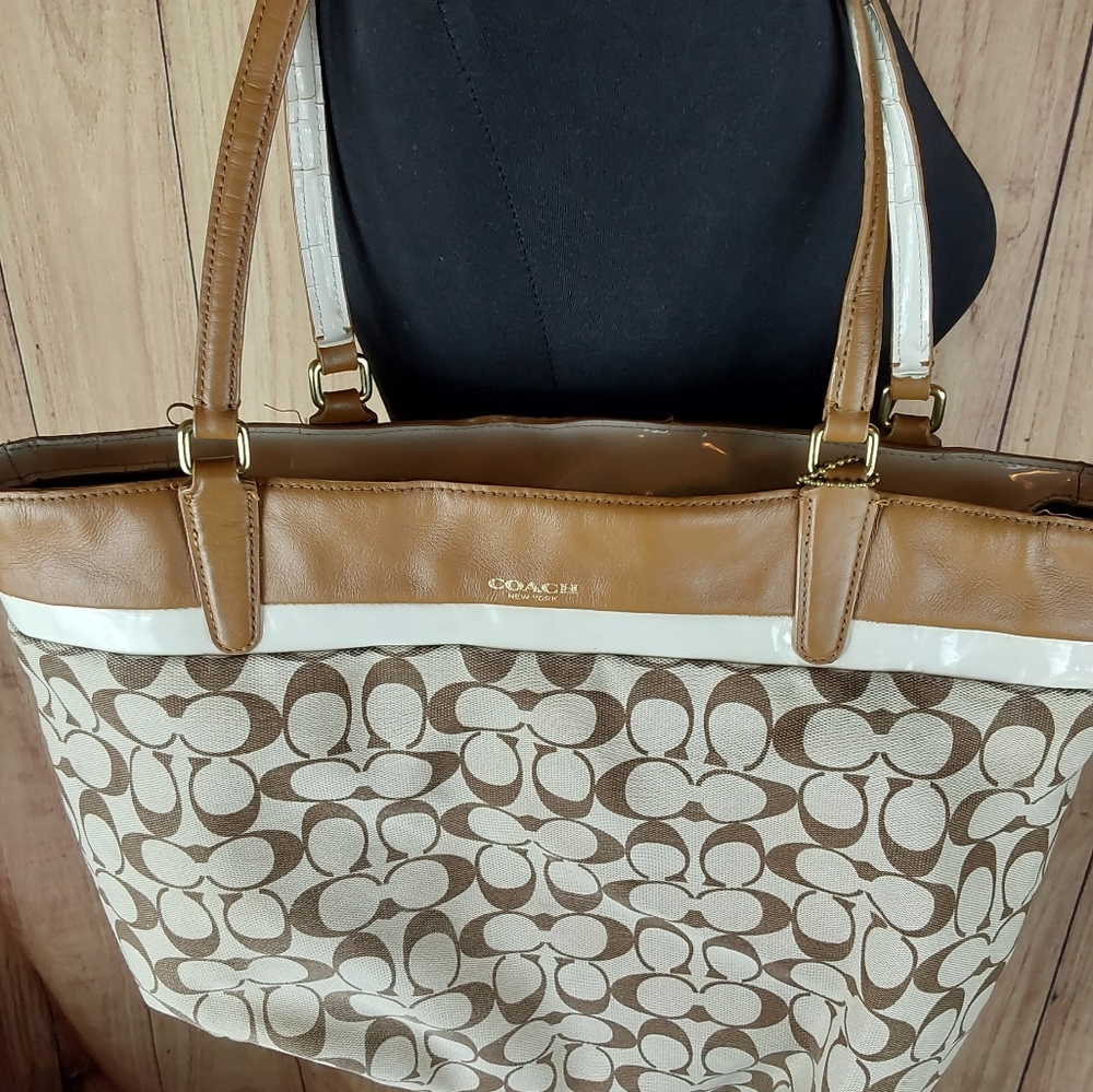 Coach Printed Signature Canvas and Calf Leather Tote - Picture 6 of 15